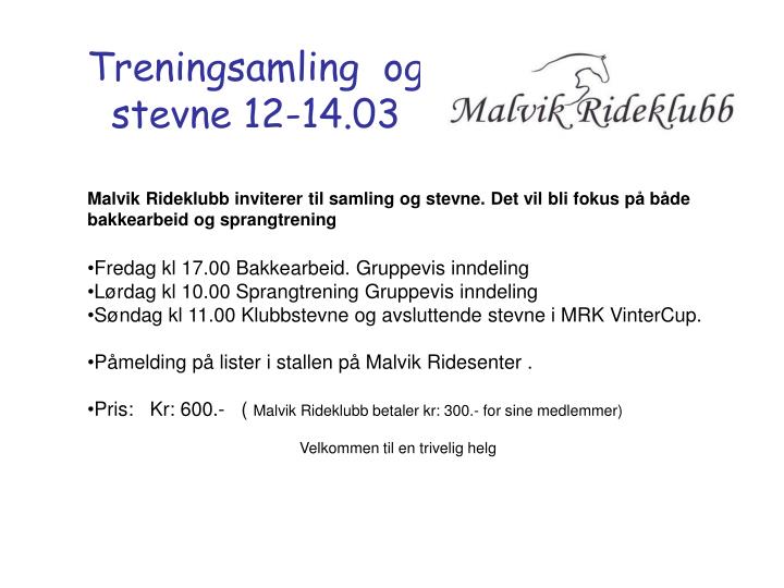 treningsamling og stevne 12 14 03