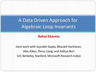 A Data Driven Approach for Algebraic Loop Invariants