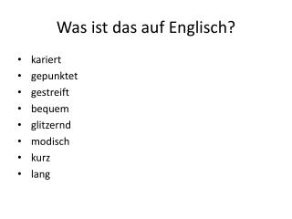 was ist das auf englisch