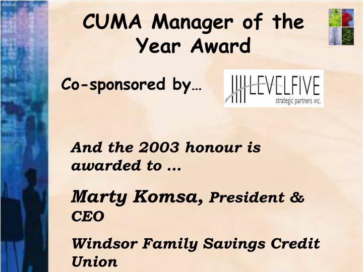 cuma manager of the year award