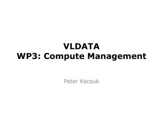 VLDATA WP3: Compute Management