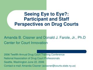 Seeing Eye to Eye?: Participant and Staff Perspectives on Drug Courts