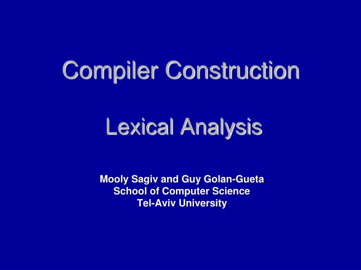 compiler construction lexical analysis