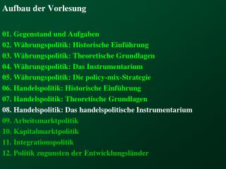 aufbau der vorlesung