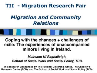 TII - Migration Research Fair Migration and Community Relations