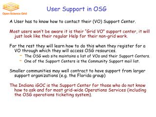 User Support in OSG