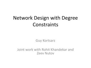 Network Design with Degree Constraints