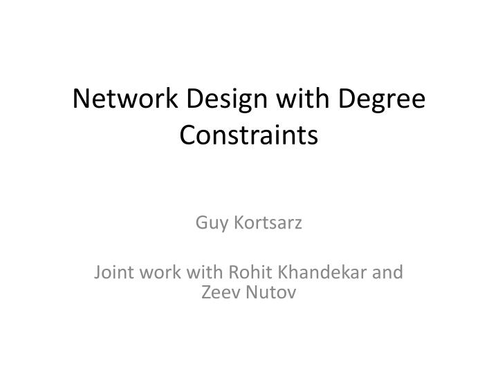 network design with degree constraints