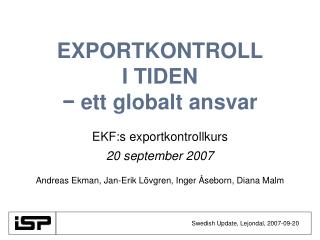 exportkontroll i tiden ett globalt ansvar