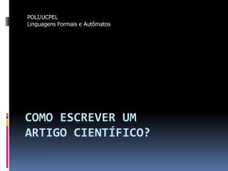 como escrever um artigo cient fico