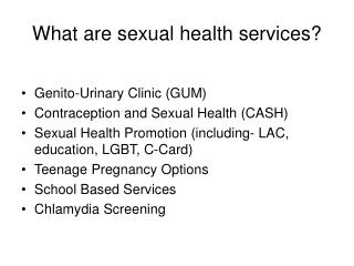 What are sexual health services?
