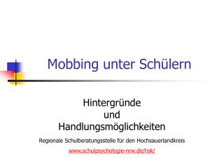 mobbing unter sch lern
