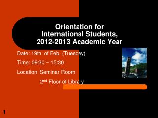 Orientation for International Students, 2012-2013 Academic Year