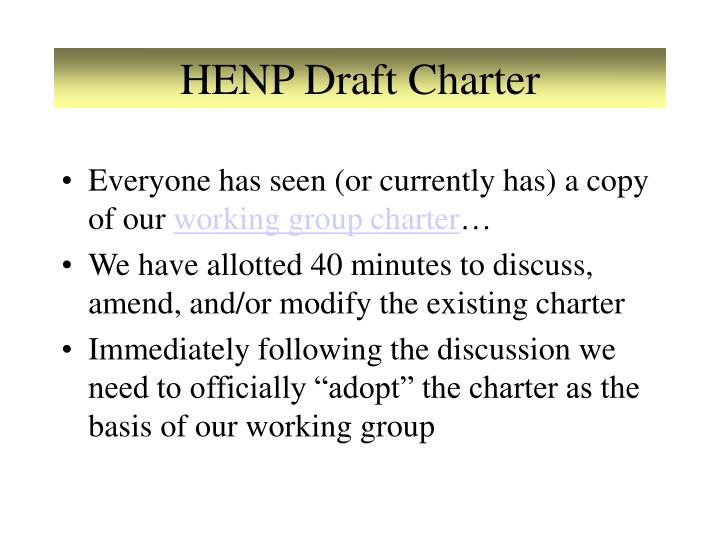 henp draft charter