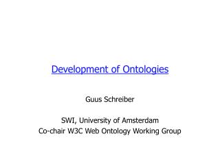 Development of Ontologies