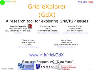 Grid eXplorer (GdX) A research tool for exploring Grid/P2P issues