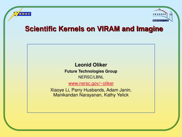 scientific kernels on viram and imagine