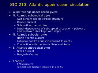 SIO 210: Atlantic upper ocean circulation