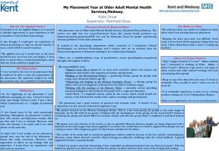 My Placement Year at Older Adult Mental Health Services,Medway.
