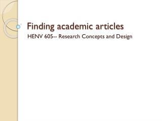 Finding academic articles
