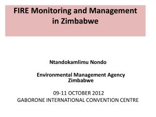 FIRE Monitoring and Management in Zimbabwe