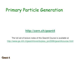 Primary Particle Generation