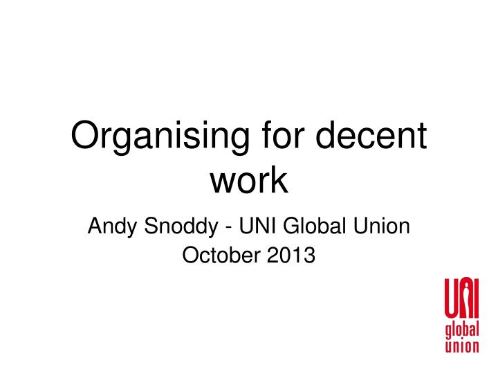 organising for decent work