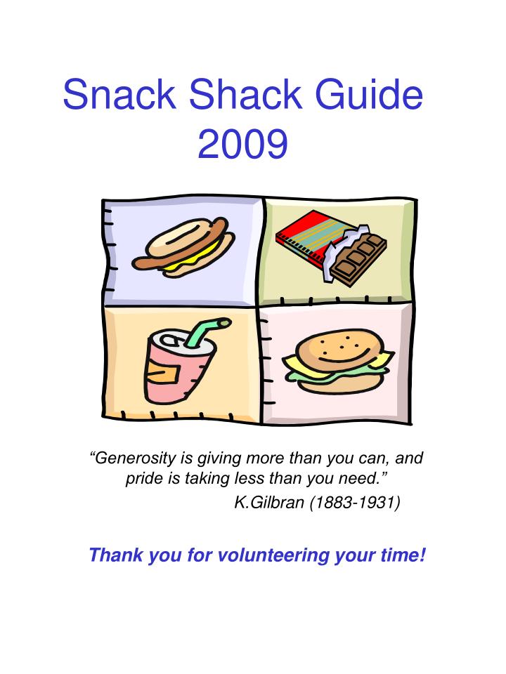 snack shack guide 2009
