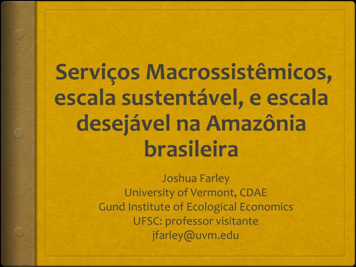 servi os macrossist micos escala sustent vel e escala desej vel na amaz nia brasileira