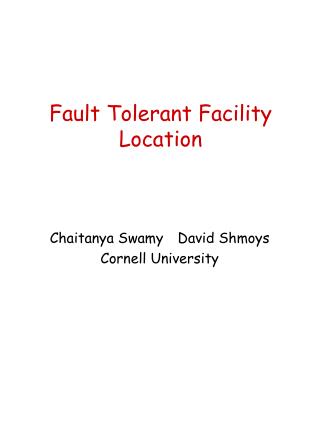 Fault Tolerant Facility Location