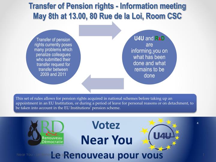 transfer of pension rights information meeting may 8th at 13 00 80 rue de la loi room csc