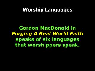 Worship Languages