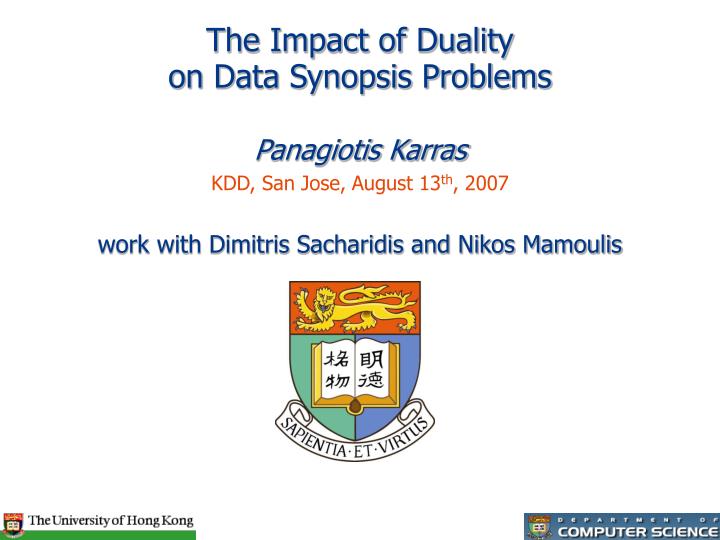 the impact of duality on data synopsis problems