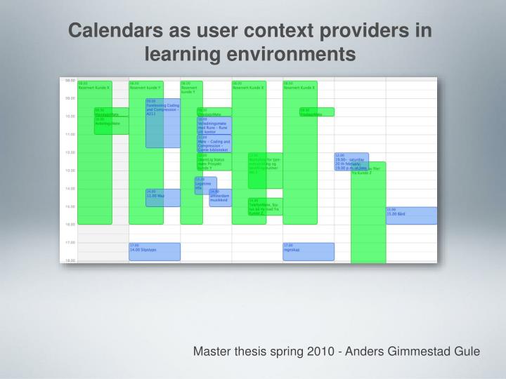 calendars as user context providers in learning environments