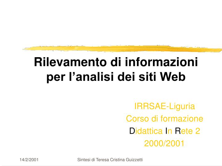 rilevamento di informazioni per l analisi dei siti web