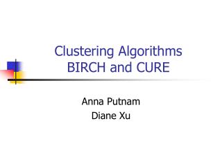 Clustering Algorithms BIRCH and CURE