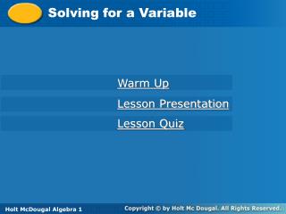 Solving for a Variable