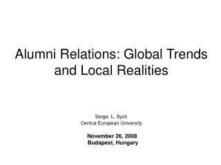 Alumni Relations: Global Trends and Local Realities