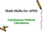 Math Skills for APES - slide 1