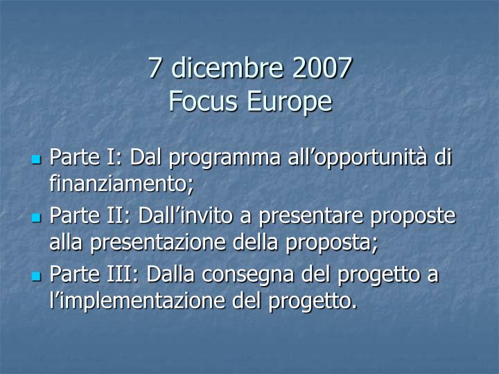 7 dicembre 2007 focus europe