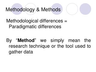 methodology methods