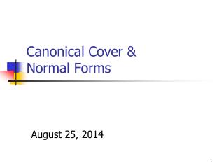Canonical Cover &amp; Normal Forms
