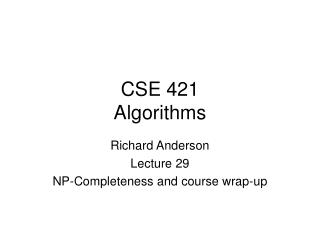 CSE 421 Algorithms