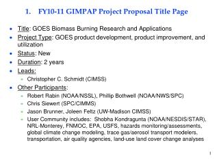 FY10-11 GIMPAP Project Proposal Title Page