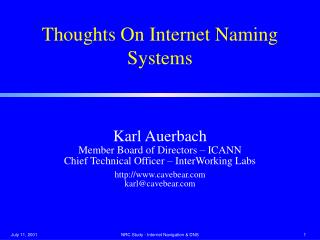 Thoughts On Internet Naming Systems