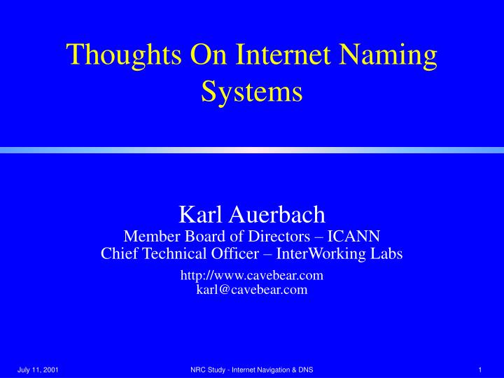 thoughts on internet naming systems