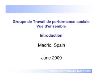 groupe de travail de performance sociale vue d ensemble introduction