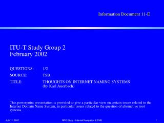 Information Document 11-E