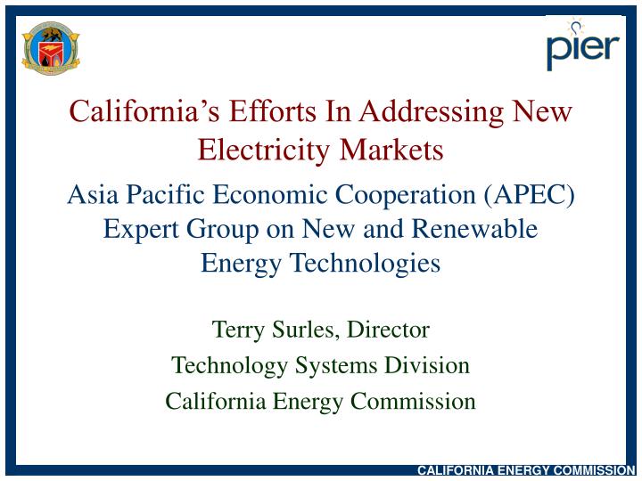 terry surles director technology systems division california energy commission