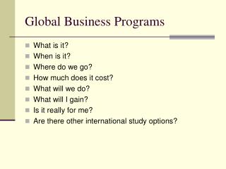 Global Business Programs